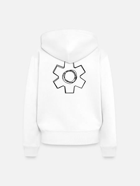 Zahnrad handgezeichnet - Frauen Premium Bio Zip Hoodie - Weiß