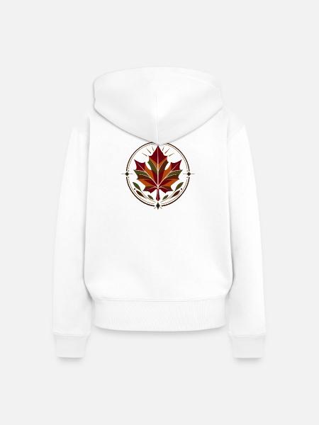 Blätterkreis Herbstmuster - Frauen Premium Bio Zip Hoodie - Weiß