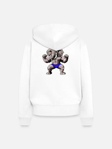 Fitness Elefanten - Frauen Premium Bio Zip Hoodie - Weiß