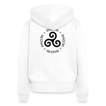 Bretagne ! - Sweat à capuche zippé Premium bio Femme - blanc - Dos - AI Model Female 172 light (172cm)