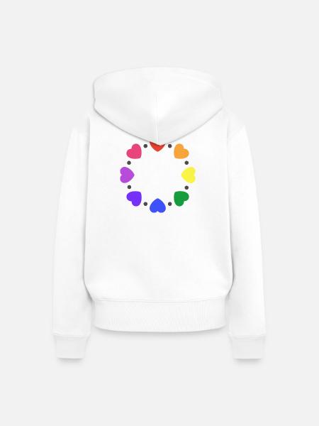 Regenbogen Herzen - Frauen Premium Bio Zip Hoodie - Weiß