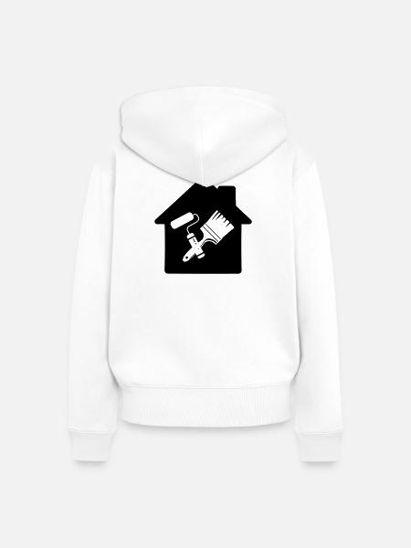 Malerrolle und Pinsel - Frauen Premium Bio Zip Hoodie - Weiß