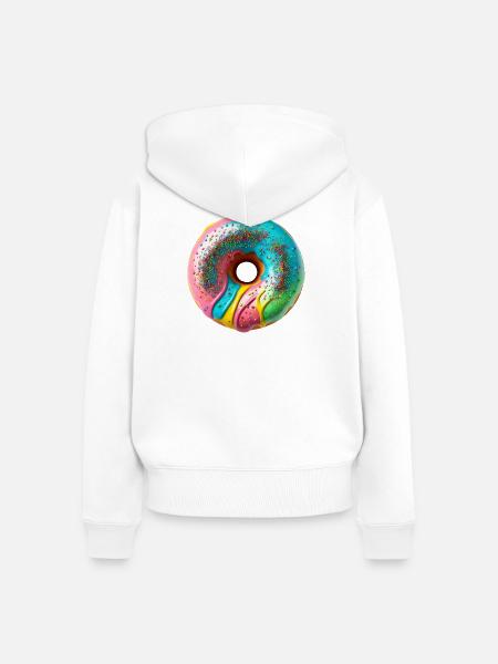 Bunte Donut Vibes - Frauen Premium Bio Zip Hoodie - Weiß