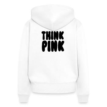 Pensez rose - Sweat à capuche zippé Premium bio Femme - blanc - Dos - AI Model Female 172 light (172cm)