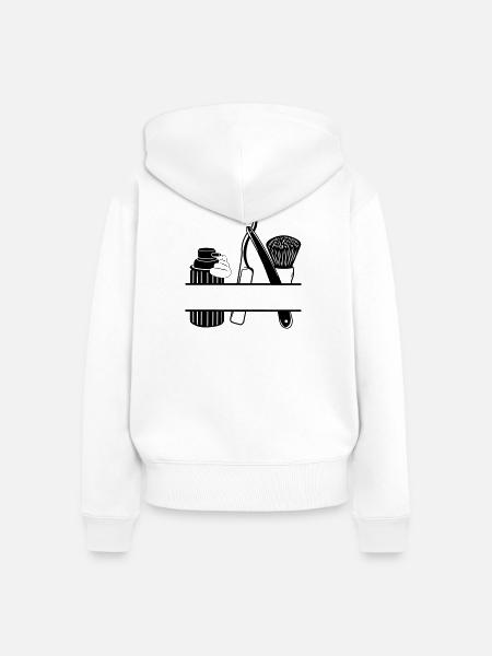Rasiercreme, Messer und Pinsel, Logo-Rasur - Frauen Premium Bio Zip Hoodie - Weiß