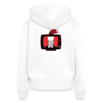 Fernseher 01 - Frauen Premium Bio Zip Hoodie - Weiß - Hinten - AI Model Female 172 light (172cm)