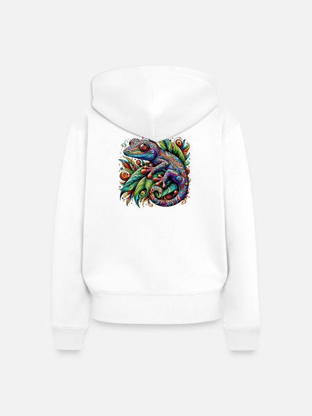 Gecko - Frauen Premium Bio Zip Hoodie - Weiß