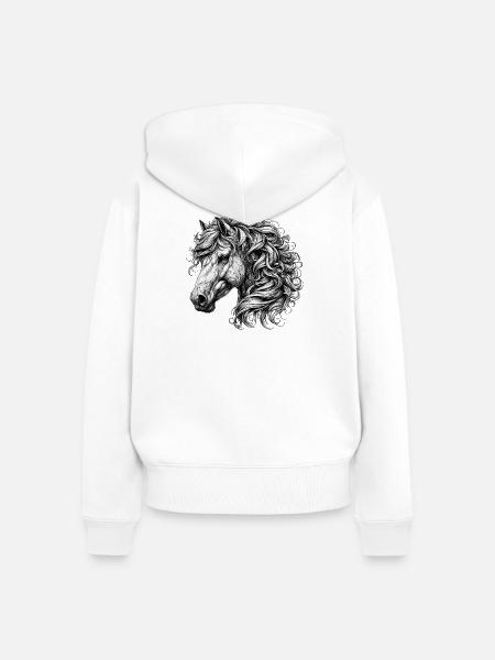 Pferd - Frauen Premium Bio Zip Hoodie - Weiß