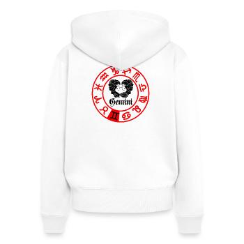 Twelve signs zodiac sign Gemini Gemini - Women's Premium Organic Zip Hoodie - white - Back - AI Model Female 172 light (172cm)