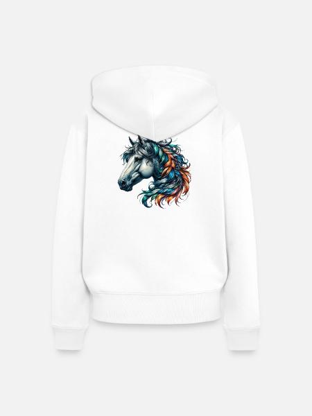 Pferd - Frauen Premium Bio Zip Hoodie - Weiß