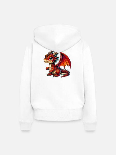 Drache - Frauen Premium Bio Zip Hoodie - Weiß