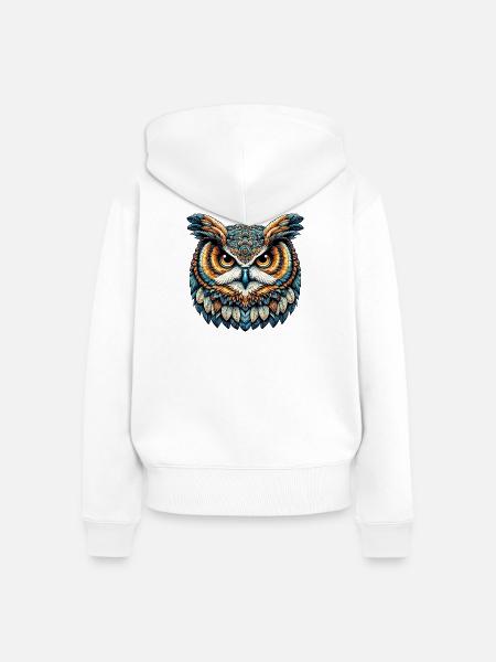 Eule - Frauen Premium Bio Zip Hoodie - Weiß
