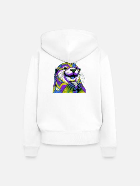 Otter - Frauen Premium Bio Zip Hoodie - Weiß