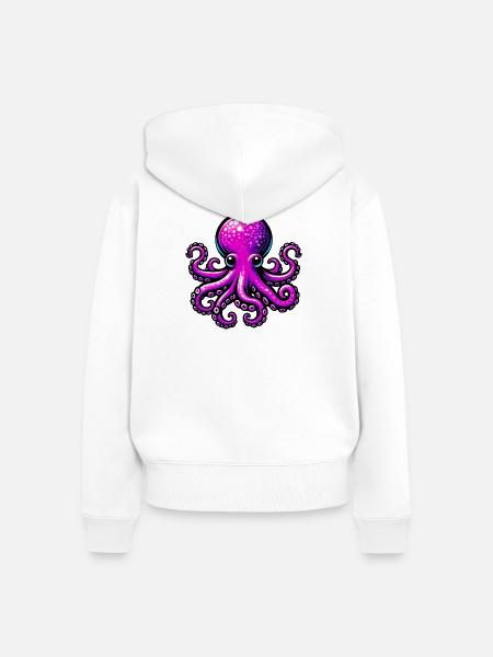 Krake - Frauen Premium Bio Zip Hoodie - Weiß