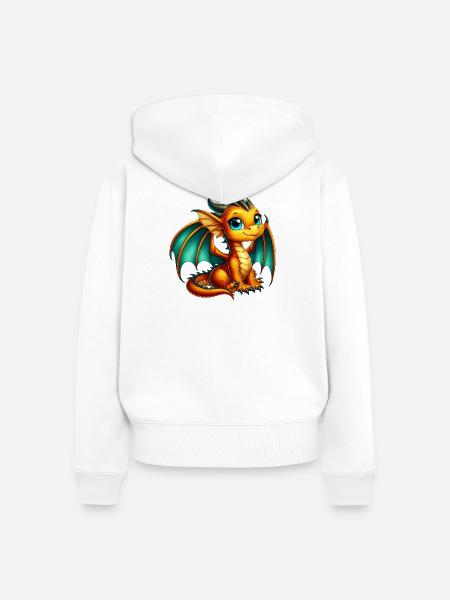 Drache - Frauen Premium Bio Zip Hoodie - Weiß
