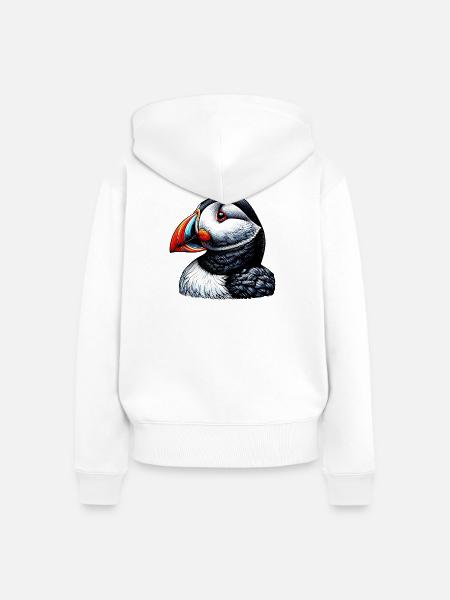 Papageitaucher - Frauen Premium Bio Zip Hoodie - Weiß