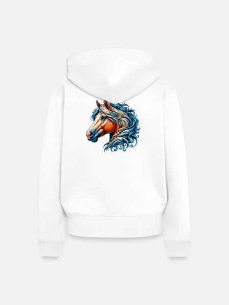 Pferd - Frauen Premium Bio Zip Hoodie - Weiß