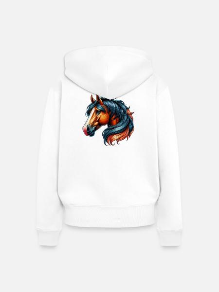 Pferd - Frauen Premium Bio Zip Hoodie - Weiß