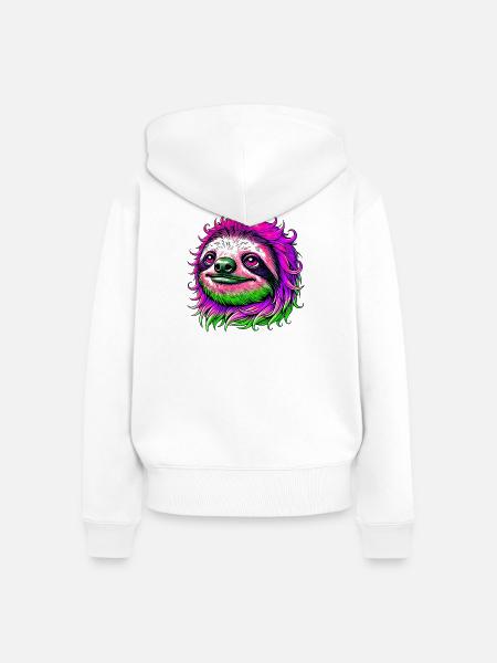 Faultier - Frauen Premium Bio Zip Hoodie - Weiß