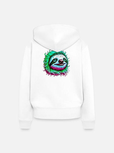 Faultier - Frauen Premium Bio Zip Hoodie - Weiß