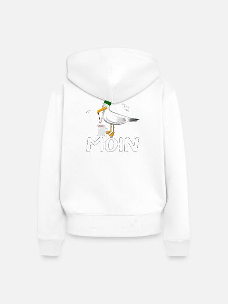 Möve MOIN - Frauen Premium Bio Zip Hoodie - Weiß