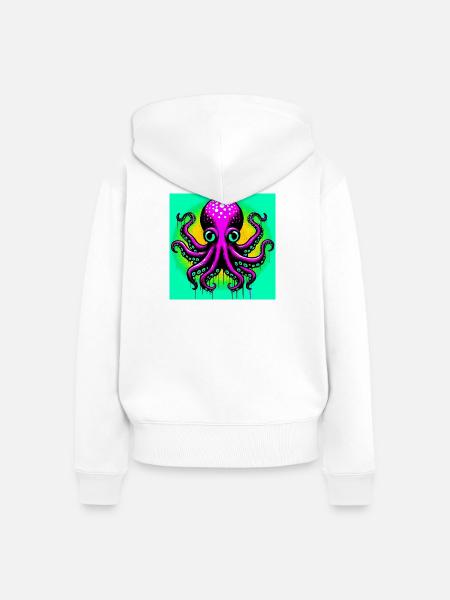 Krake - Frauen Premium Bio Zip Hoodie - Weiß