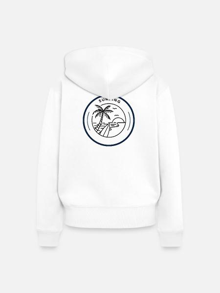 Farbige Pflanzenmuster auf dunklem Hintergrund - Frauen Premium Bio Zip Hoodie - Weiß