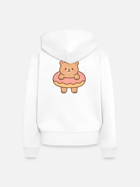 Kleiner schwimmender Bär - Frauen Premium Bio Zip Hoodie - Weiß
