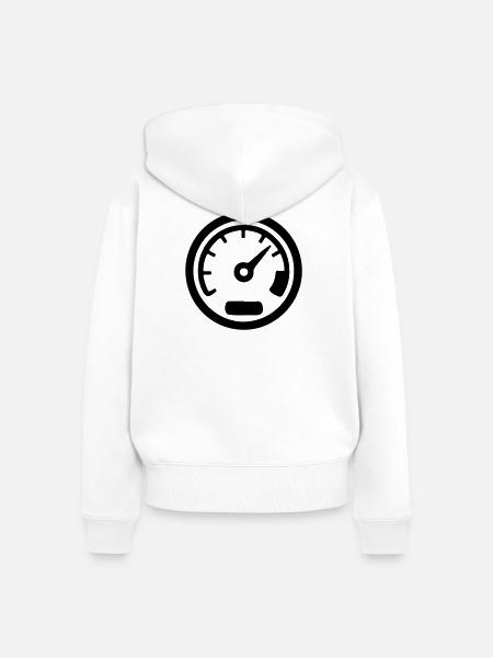 Tacho Kmh Speed Icon - Frauen Premium Bio Zip Hoodie - Weiß