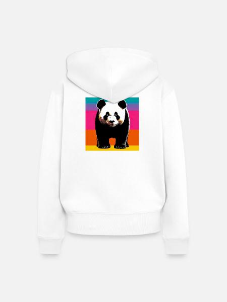 Panda - Frauen Premium Bio Zip Hoodie - Weiß