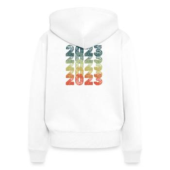 2023 - Women's Premium Organic Zip Hoodie - white - Back - AI Model Female 172 light (172cm)