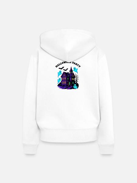 Spukhaus Halloween - Frauen Premium Bio Zip Hoodie - Weiß