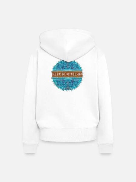 Ozeanische Musterringe - Frauen Premium Bio Zip Hoodie - Weiß