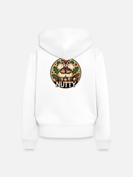 Nussiger Chipmunk Harvest Charm - Frauen Premium Bio Zip Hoodie - Weiß