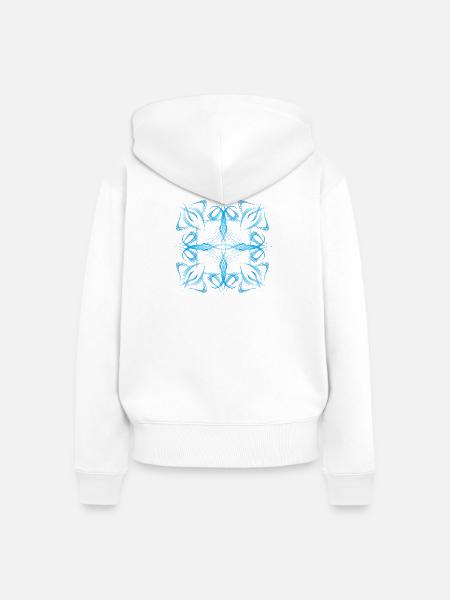 Zartes dynamisches blaues Linienmuster - Frauen Premium Bio Zip Hoodie - Weiß