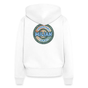 Milian als Geschenkidee - Frauen Premium Bio Zip Hoodie - Weiß - Hinten - AI Model Female 172 light (172cm)