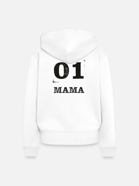 01 MAMA Distressed - Frauen Premium Bio Zip Hoodie - Weiß