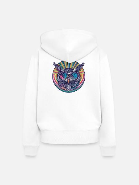 Eule Sonnenbrille Animal - Frauen Premium Bio Zip Hoodie - Weiß
