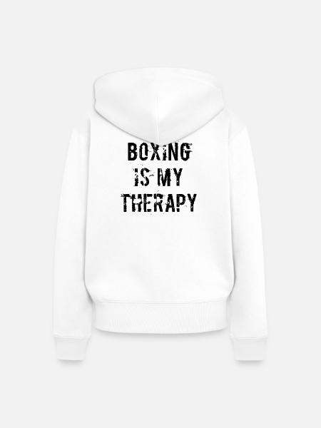 Boxing Is My Therapy - Frauen Premium Bio Zip Hoodie - Weiß