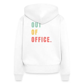 Absent du bureau - Sweat à capuche zippé Premium bio Femme - blanc - Dos - AI Model Female 172 light (172cm)
