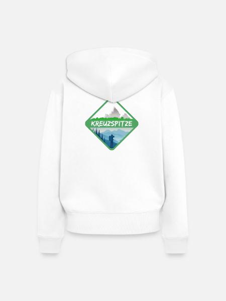Mountains Kreuzspitze - Frauen Premium Bio Zip Hoodie - Weiß