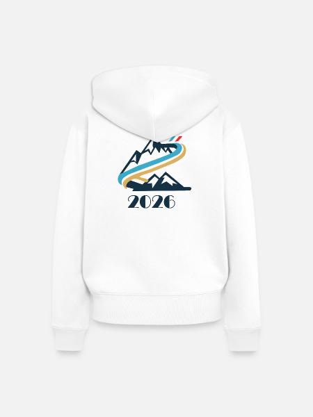 Bergpfad 2026 Emblem - Frauen Premium Bio Zip Hoodie - Weiß