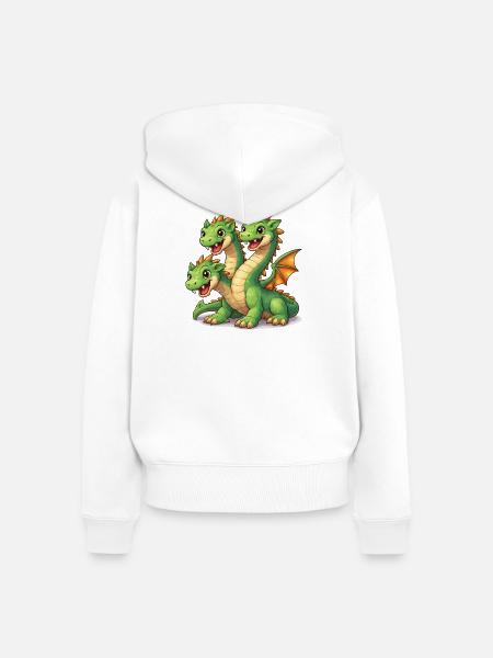 Dreiköpfiger Drache - Frauen Premium Bio Zip Hoodie - Weiß