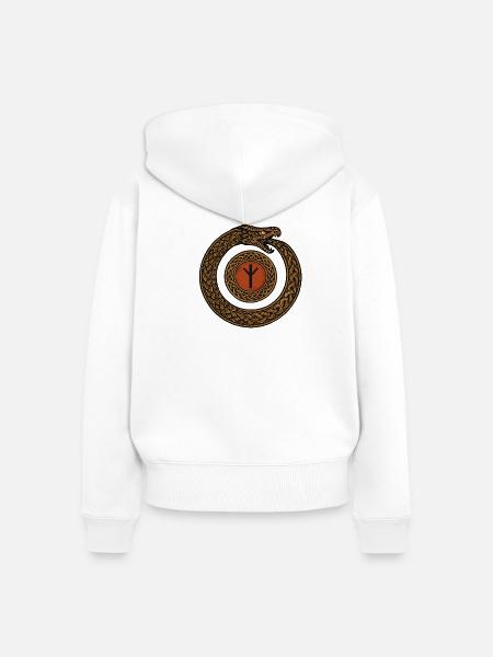 Uroboros Runenkreis - Frauen Premium Bio Zip Hoodie - Weiß