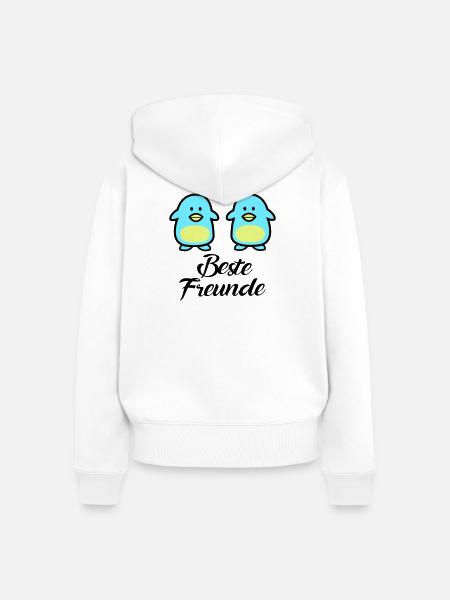 Pinguine Beste Freunde - Frauen Premium Bio Zip Hoodie - Weiß