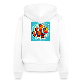Poisson-clown - Sweat à capuche zippé Premium bio Femme - blanc - Dos - AI Model Female 172 light (172cm)