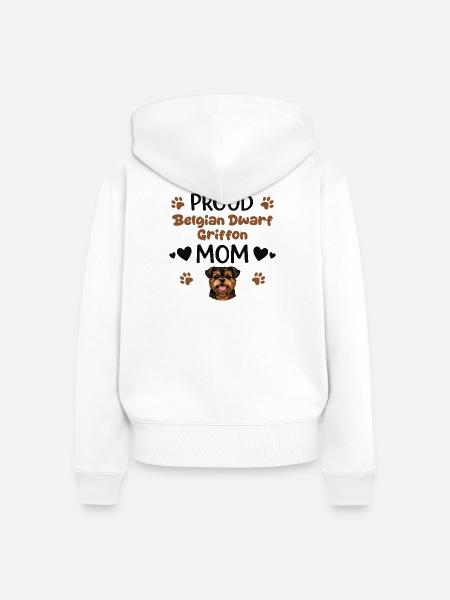 Stolze Griffon Mutter, Belgischer Zwerggriffon - Frauen Premium Bio Zip Hoodie - Weiß