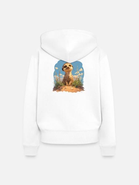 Meerkat Erdmännchen - Frauen Premium Bio Zip Hoodie - Weiß