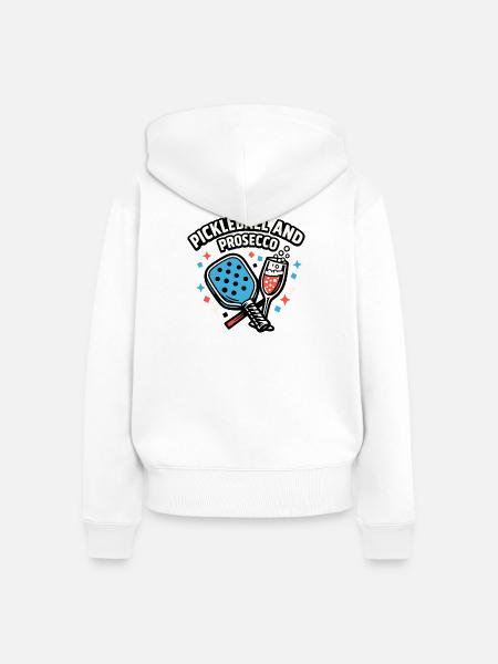 Pickleball Prosecco Fusion - Frauen Premium Bio Zip Hoodie - Weiß