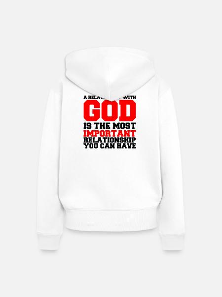 a_relationship_with_god2 - Frauen Premium Bio Zip Hoodie - Weiß